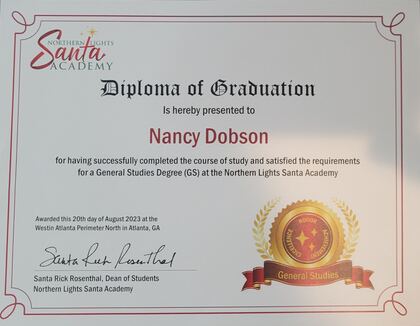 Santa and Mrs. Claus training certificate