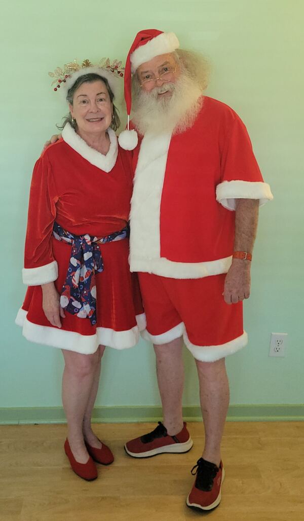 Santa and Mrs. Claus in summer shorts